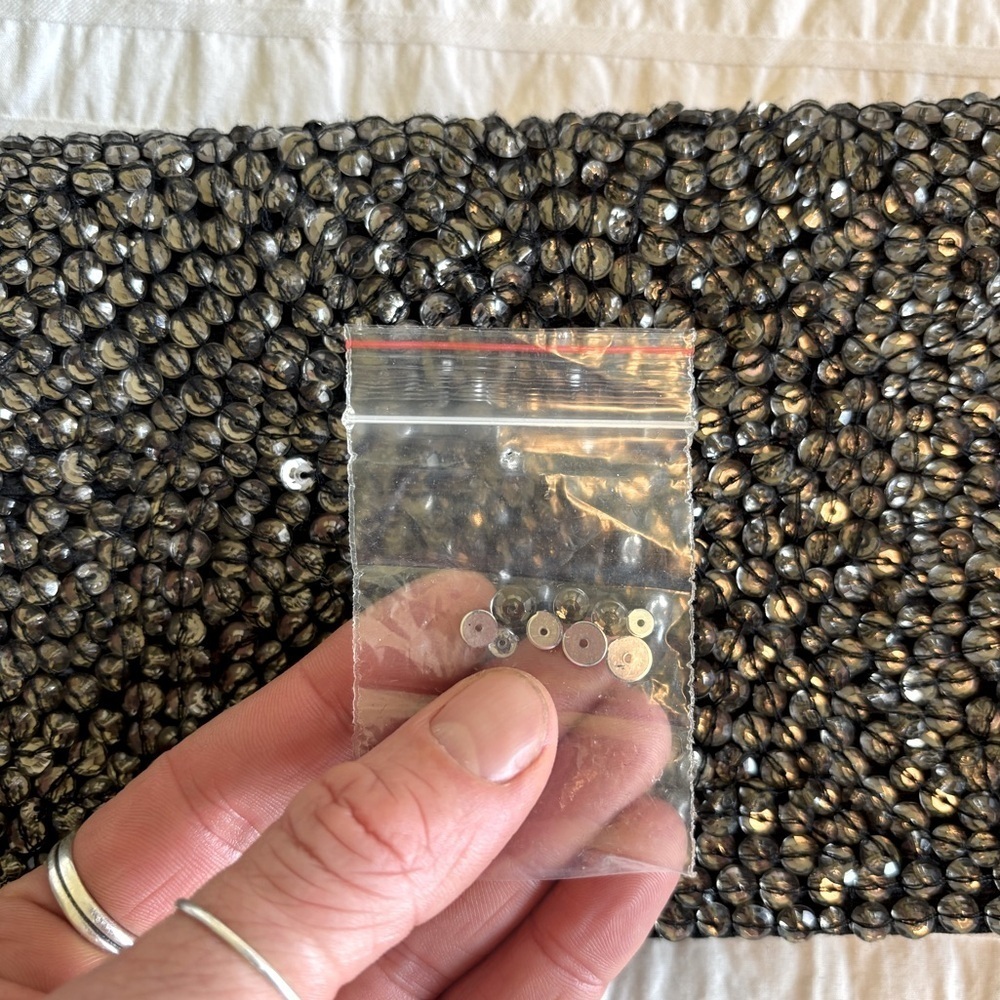 Club Monaco Emily Silver Gems Gemstone Beaded Embellished Embroidered Clutch Bag - Picture 8 of 10